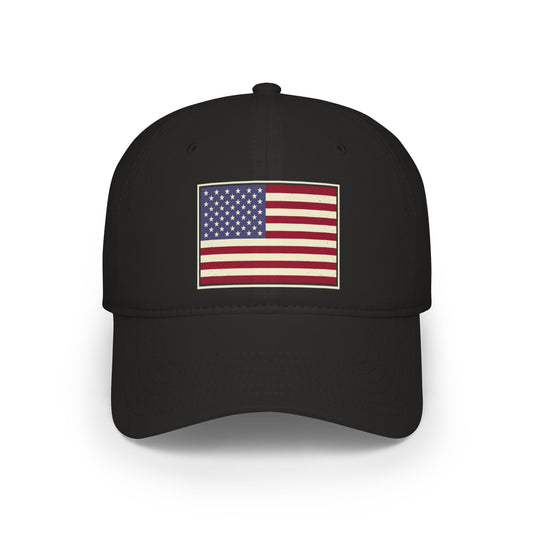 American Flag Low Profile Baseball Cap — Embroidered USA Stars & Stripes Hat