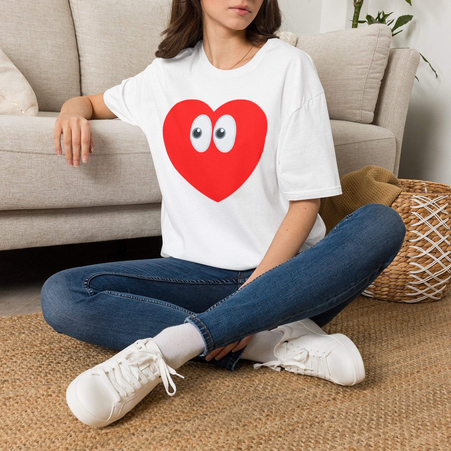Heart Eyes T-Shirt — Cute Red Heart with Eyes Graphic Tee