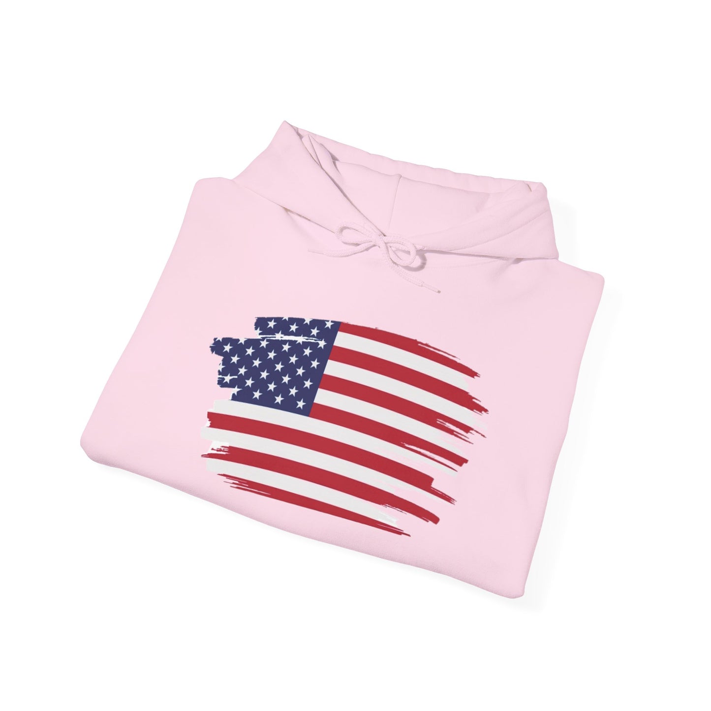 American Flag Brushstroke Hoodie — Patriotic USA Pullover (4th of July, Memorial Day)