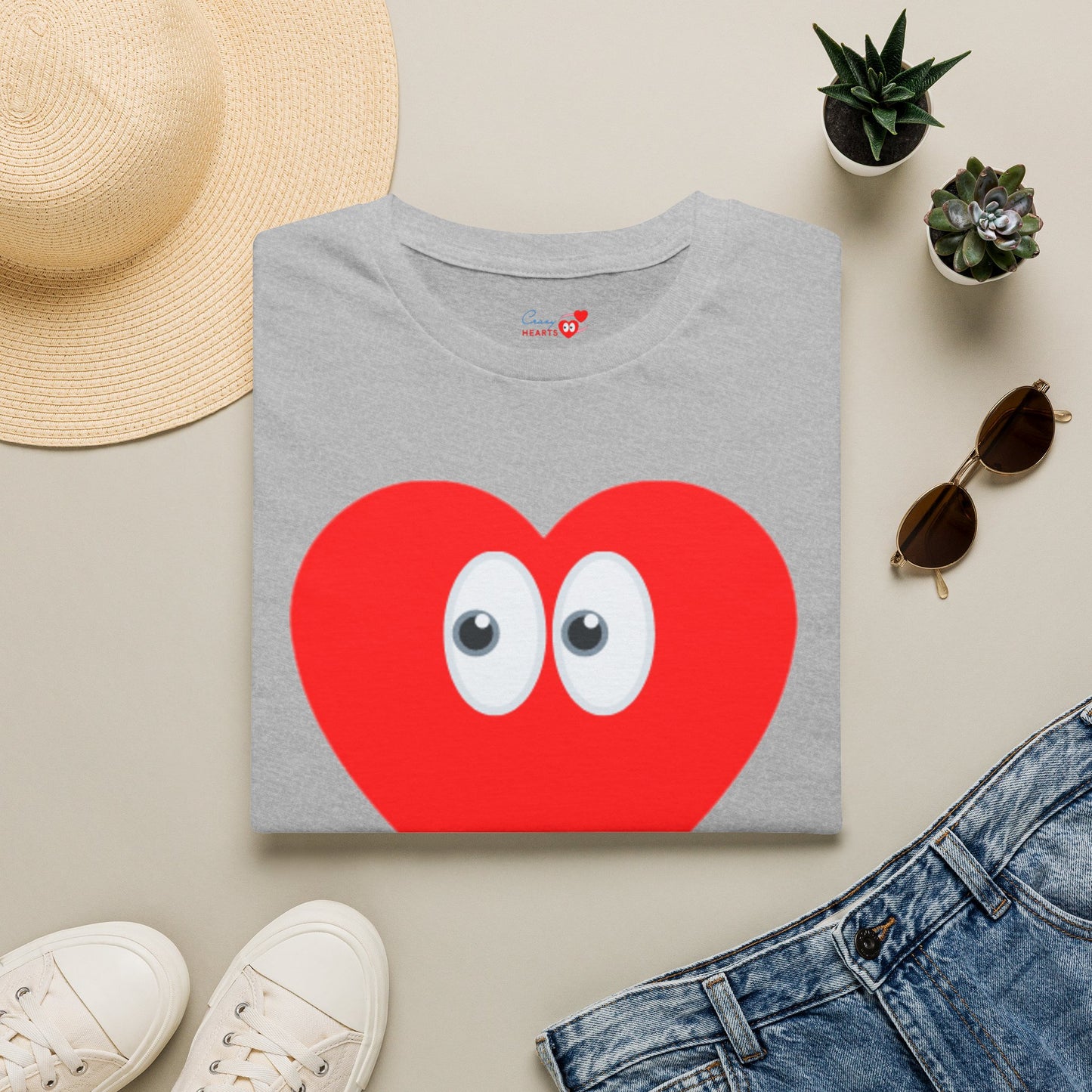 Heart Eyes T-Shirt — Cute Red Heart with Eyes Graphic Tee