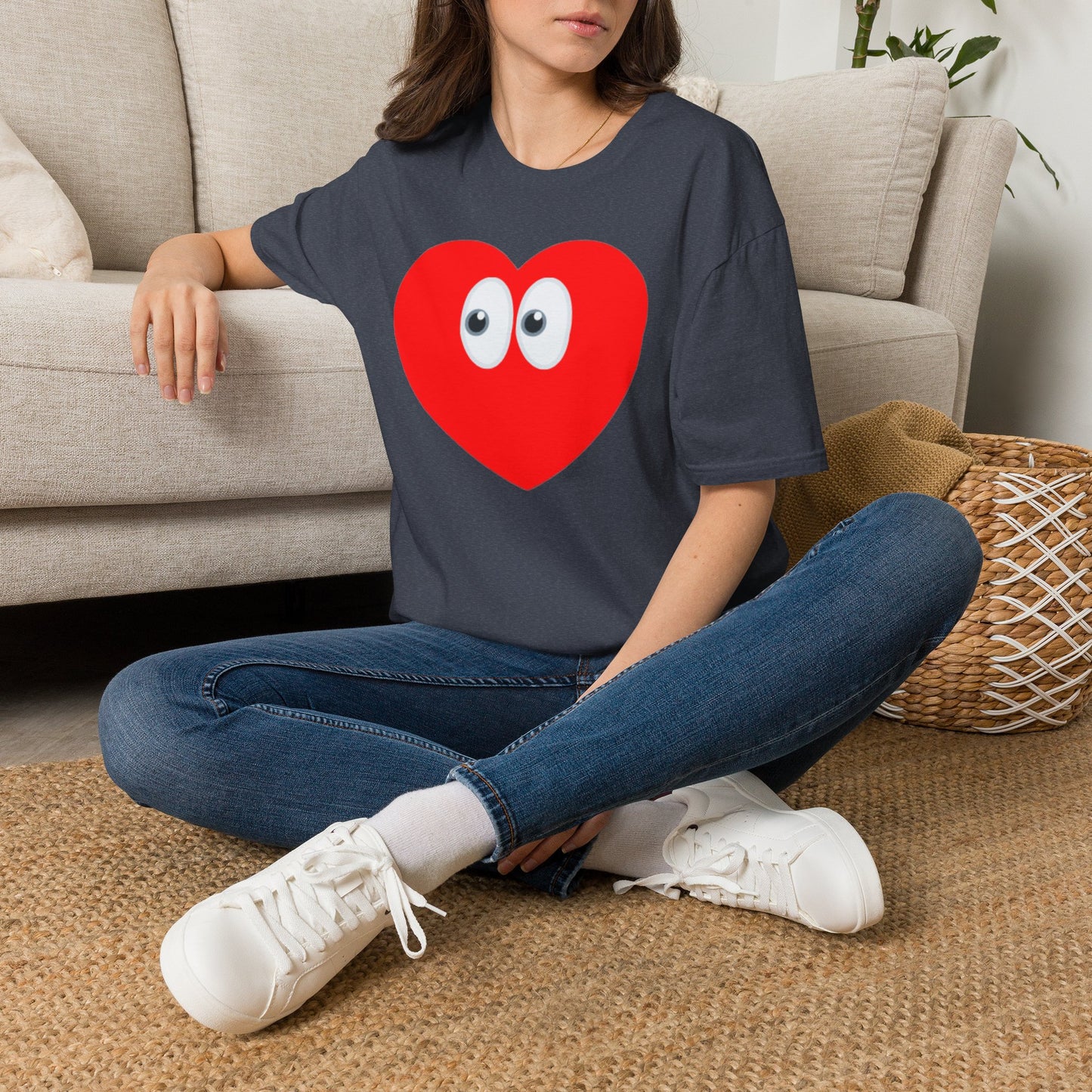 Heart Eyes T-Shirt — Cute Red Heart with Eyes Graphic Tee