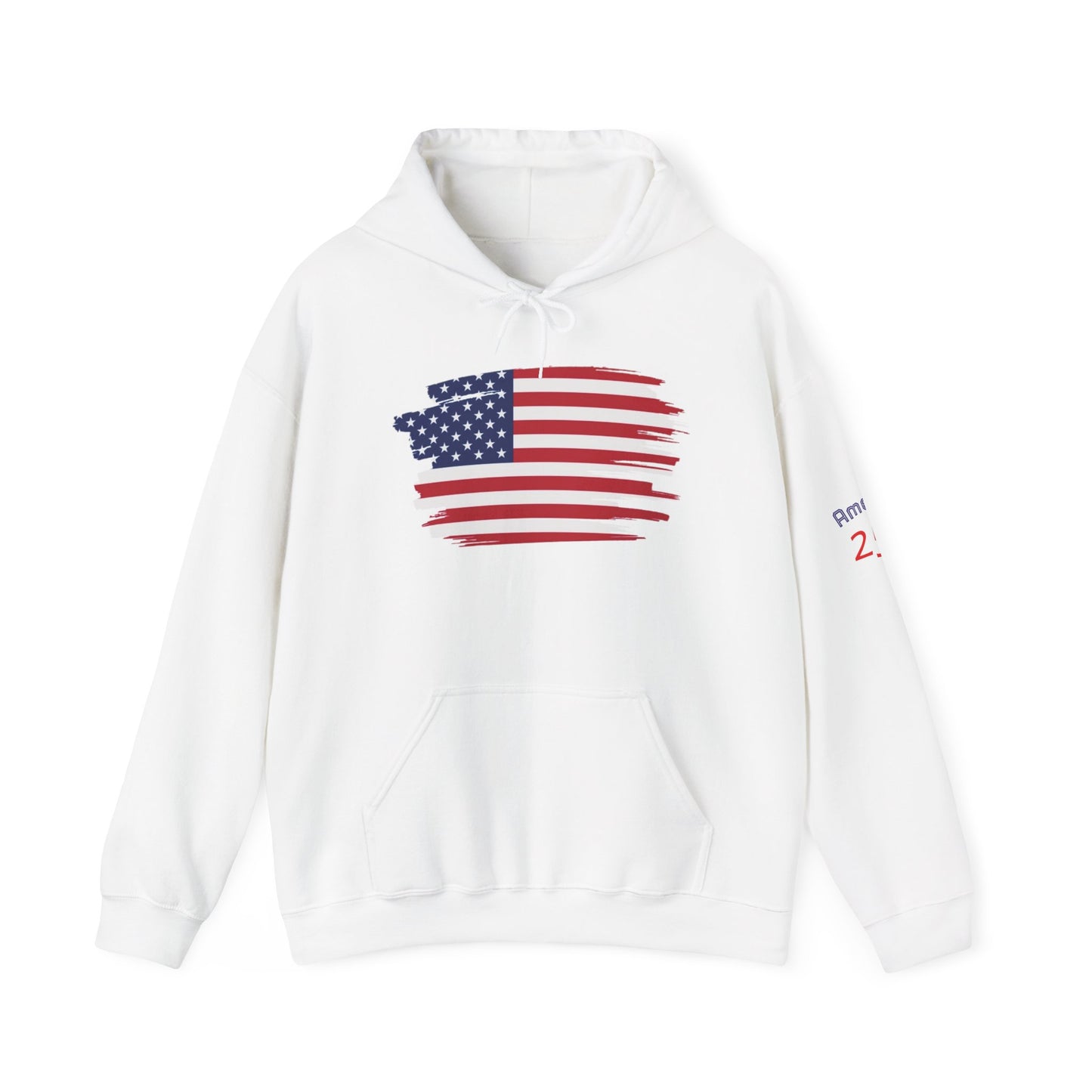 American Flag Brushstroke Hoodie — Patriotic USA Pullover (4th of July, Memorial Day)