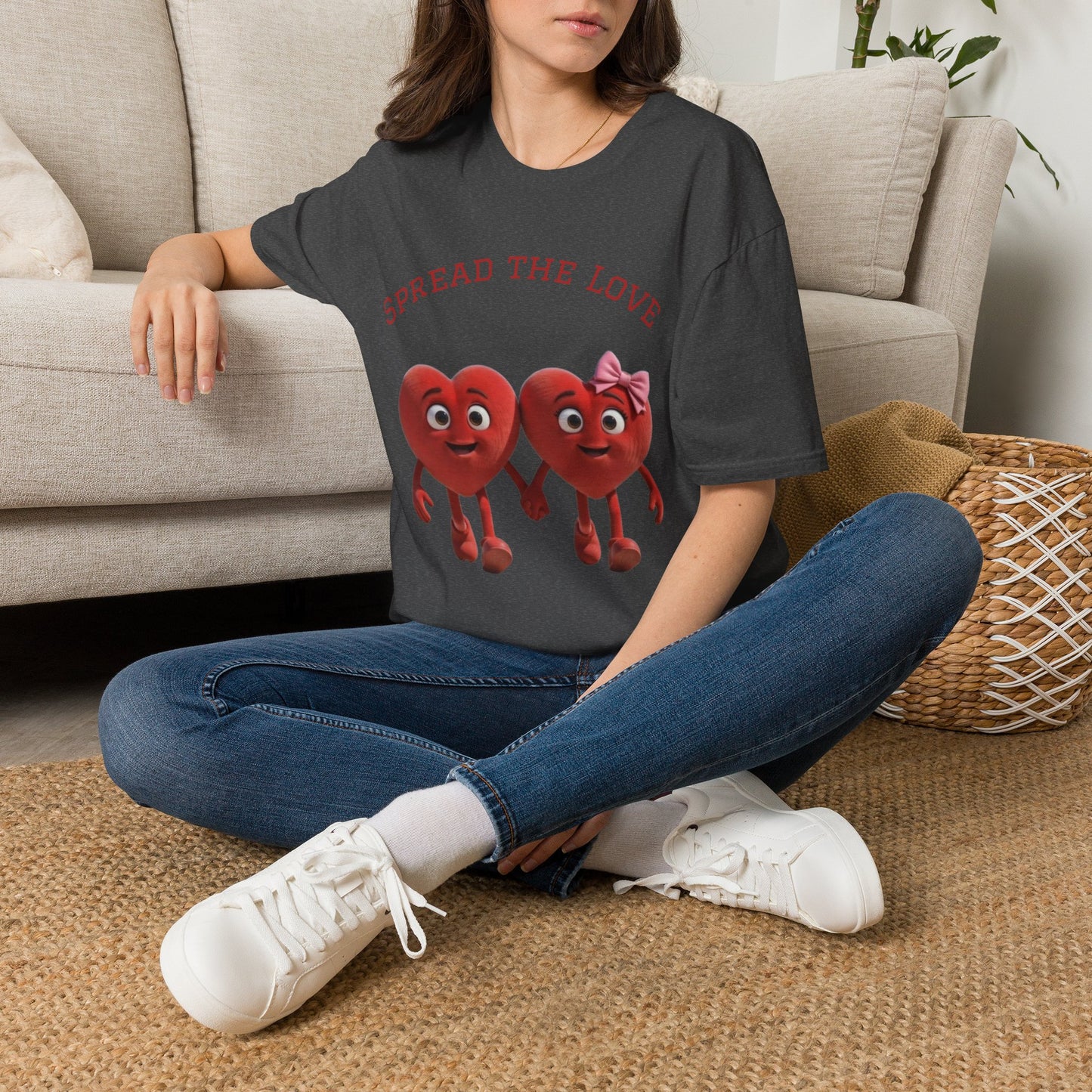 Spread The Love T-Shirt — Cute Heart Couple Graphic Tee for Valentine’s Day & Everyday