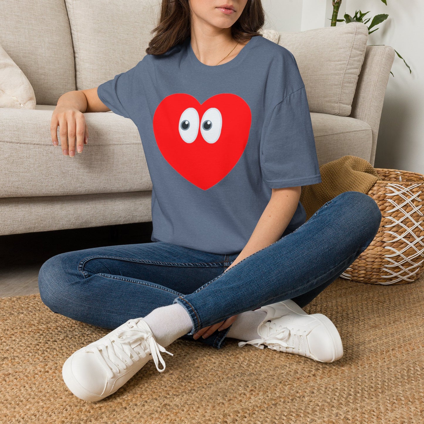 Heart Eyes T-Shirt — Cute Red Heart with Eyes Graphic Tee