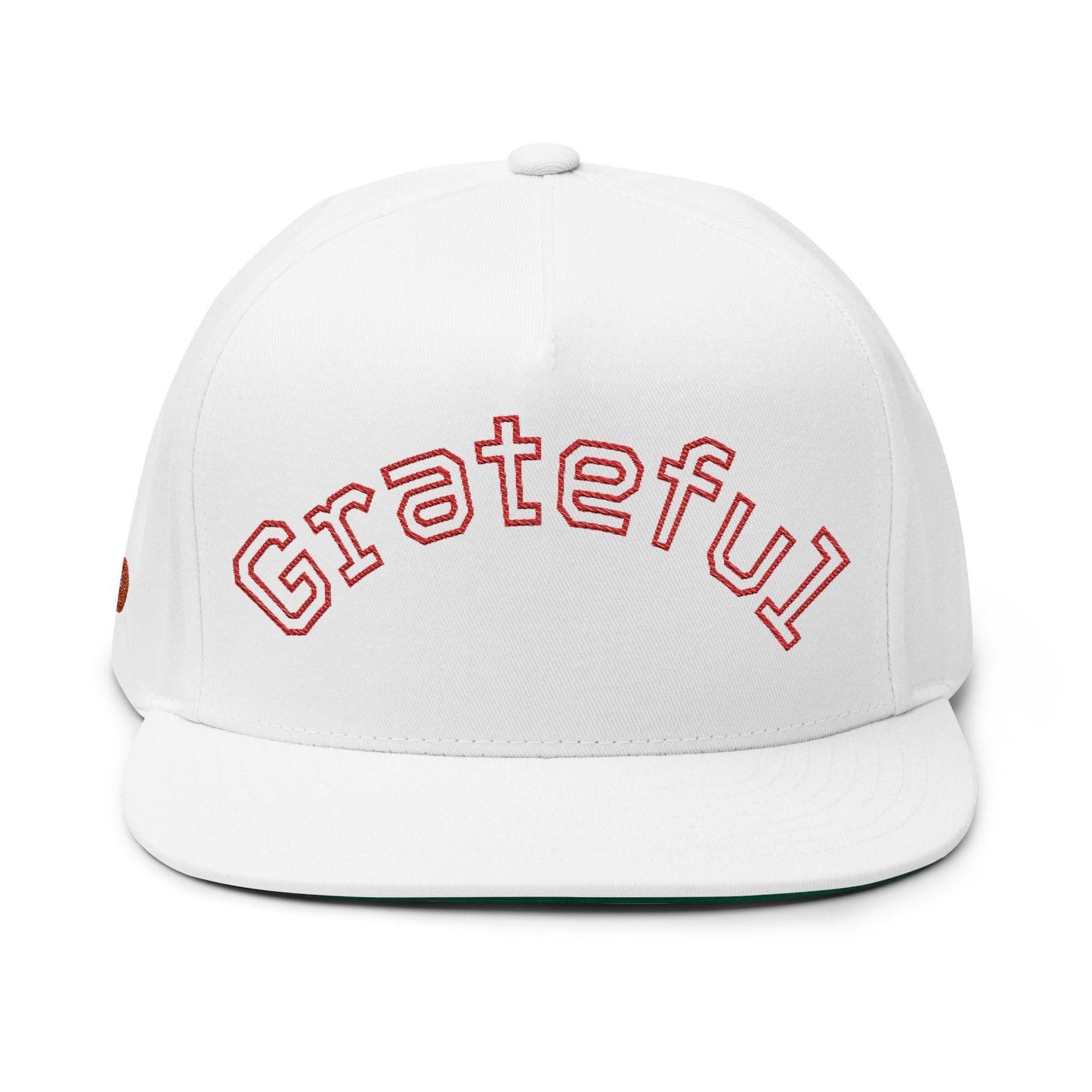 Grateful Embroidered Flat Bill Cap — Retro Script Snapback Hat