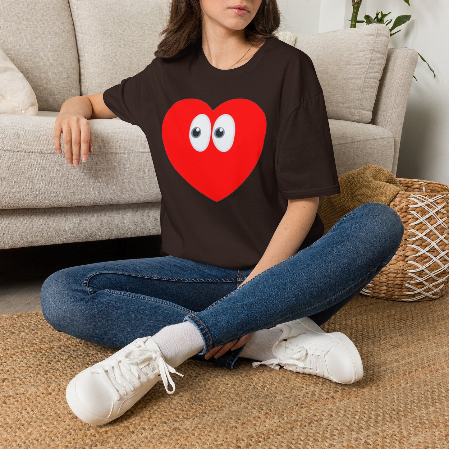 Heart Eyes T-Shirt — Cute Red Heart with Eyes Graphic Tee