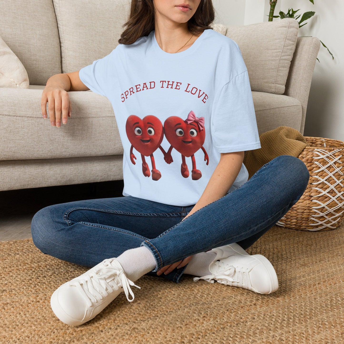 Spread The Love T-Shirt — Cute Heart Couple Graphic Tee for Valentine’s Day & Everyday