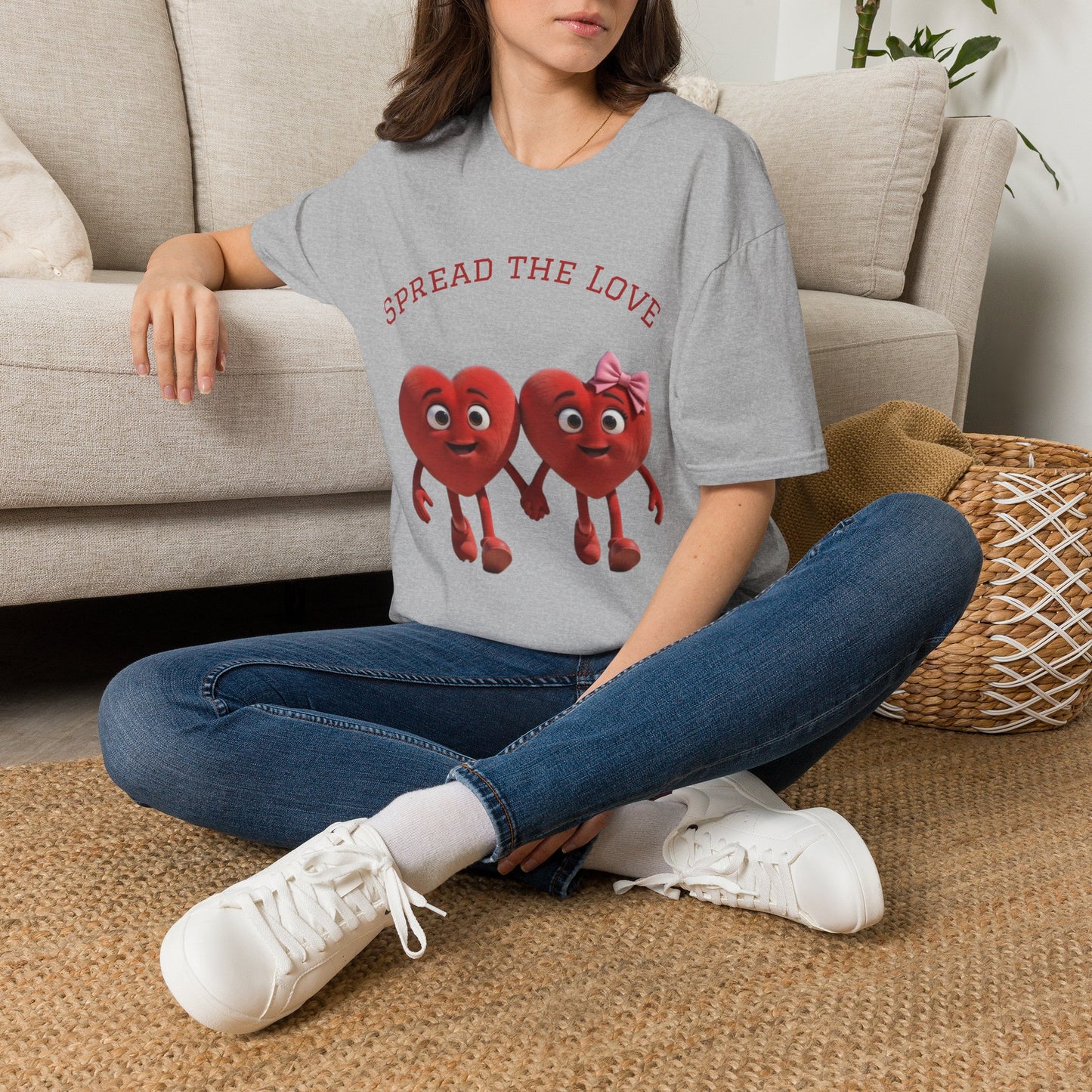 Spread The Love T-Shirt — Cute Heart Couple Graphic Tee for Valentine’s Day & Everyday