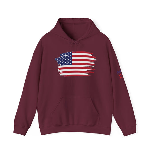 American Flag Brushstroke Hoodie — Patriotic USA Pullover (4th of July, Memorial Day)
