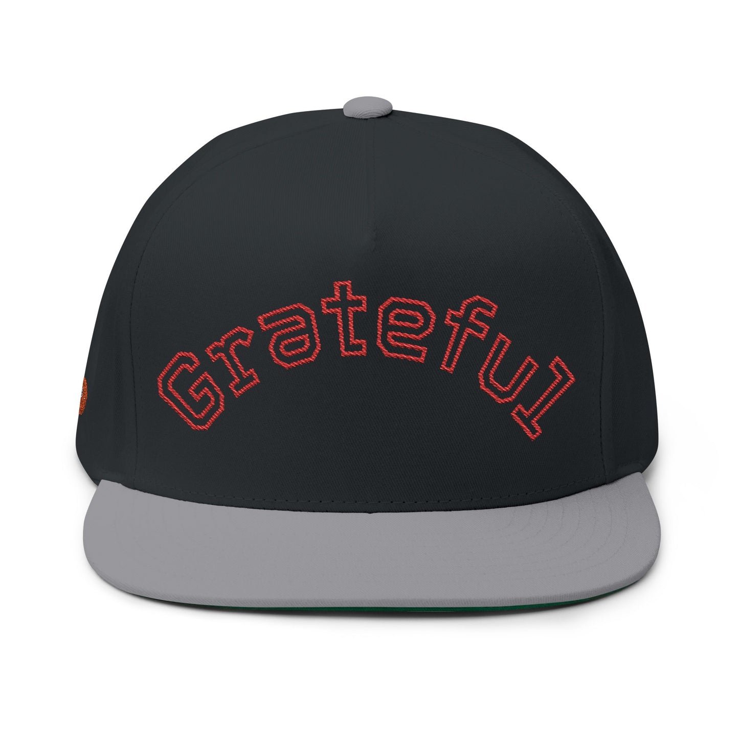 Grateful Embroidered Flat Bill Cap — Retro Script Snapback Hat