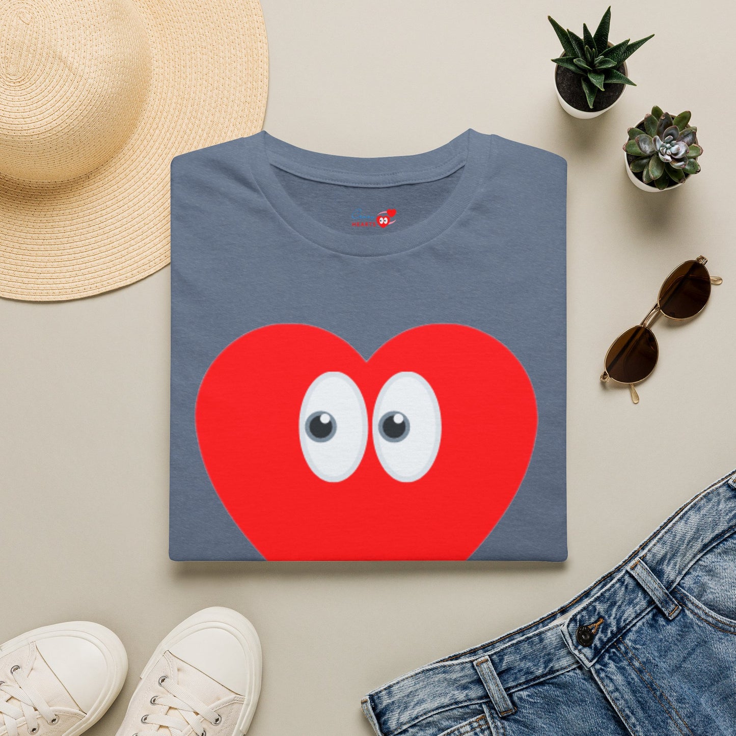 Heart Eyes T-Shirt — Cute Red Heart with Eyes Graphic Tee