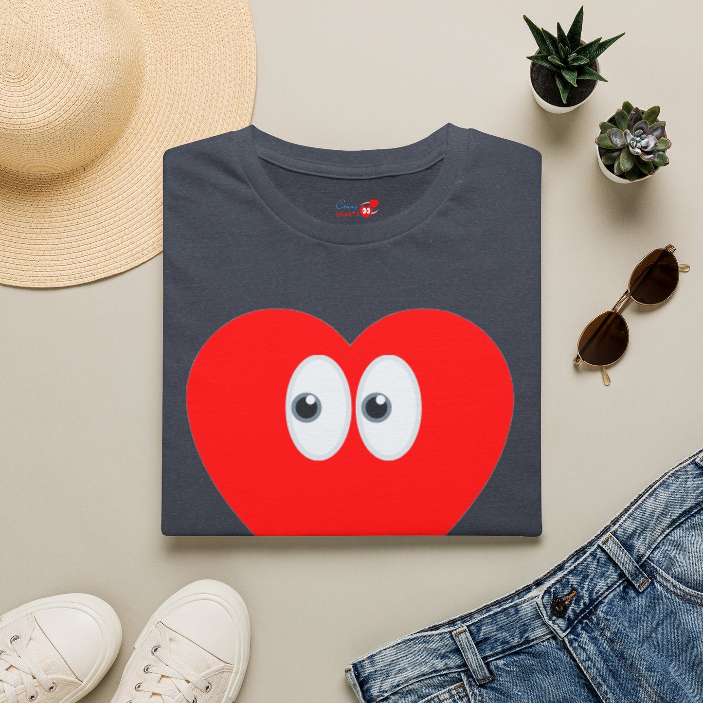Heart Eyes T-Shirt — Cute Red Heart with Eyes Graphic Tee