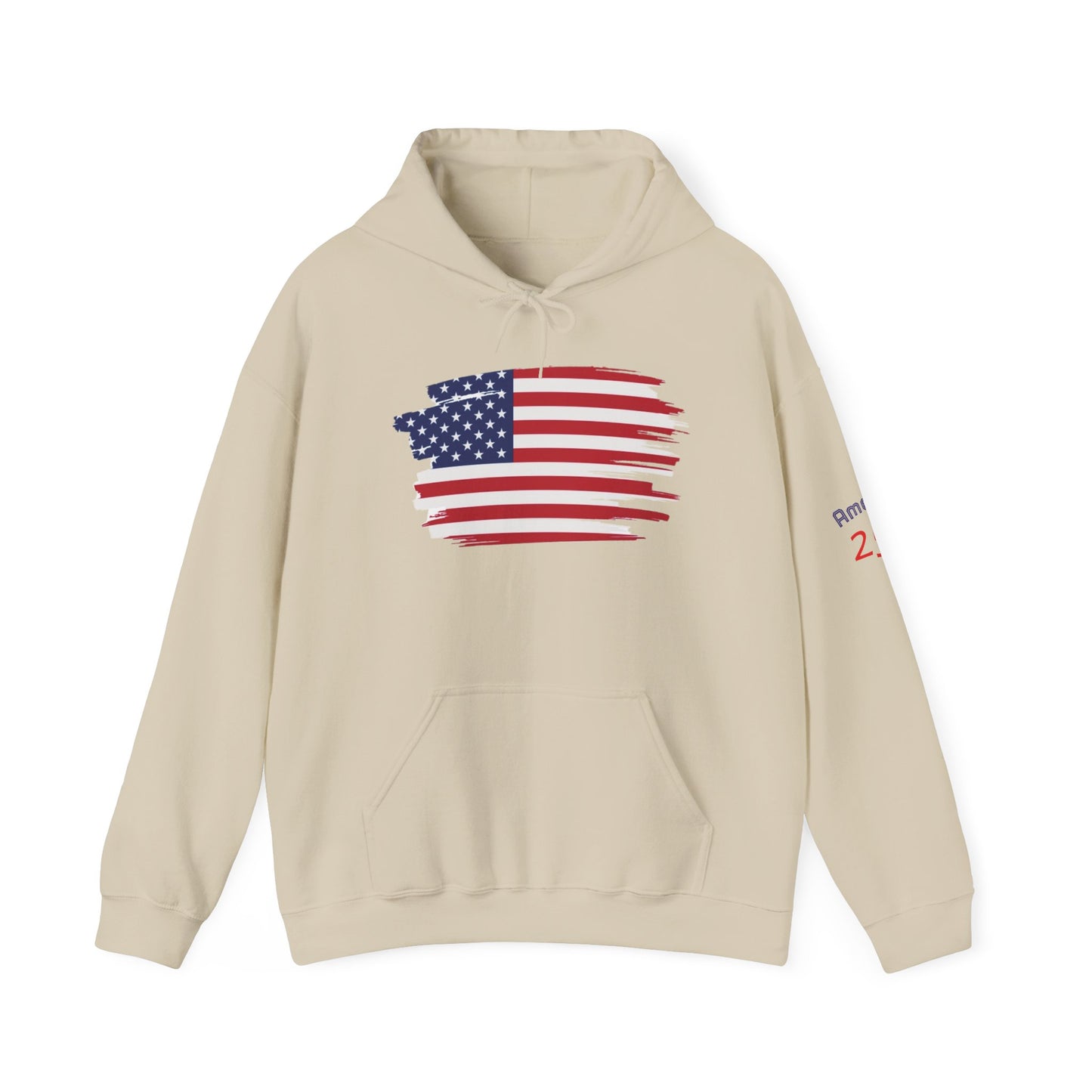 American Flag Brushstroke Hoodie — Patriotic USA Pullover (4th of July, Memorial Day)