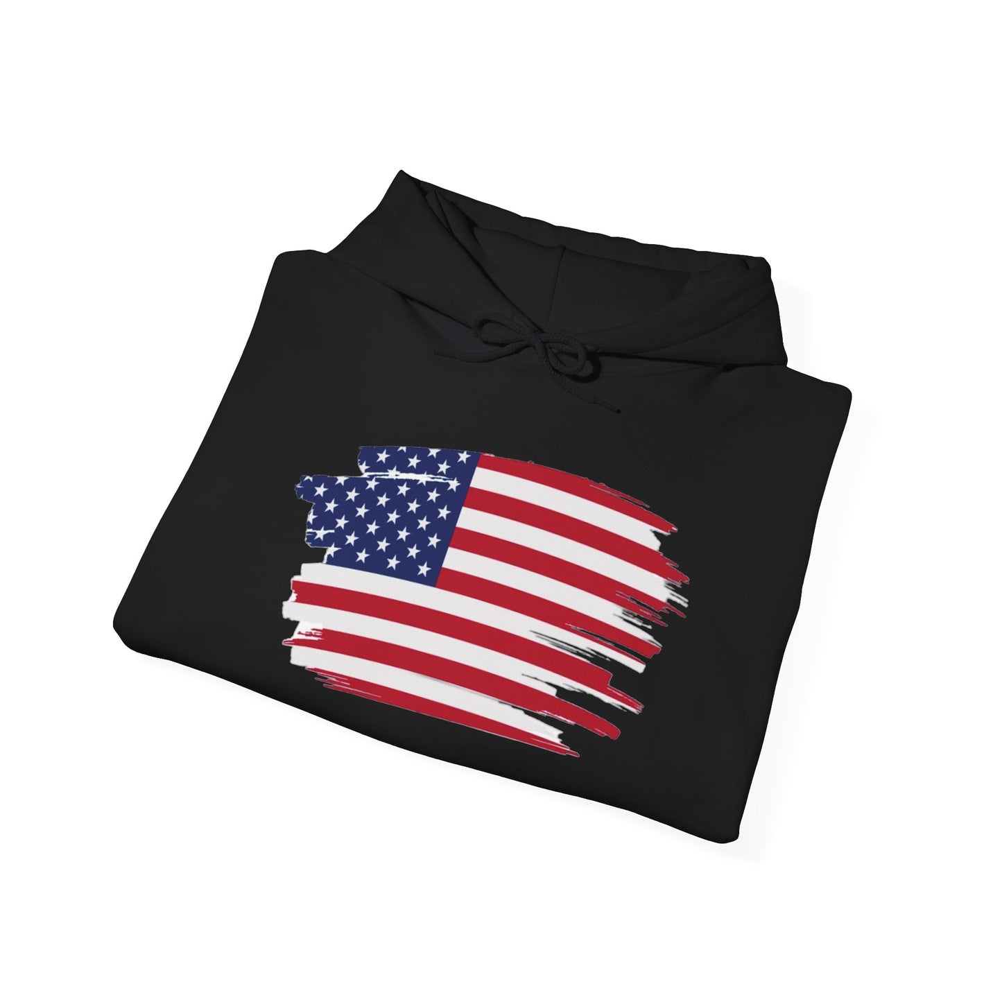 American Flag Brushstroke Hoodie — Patriotic USA Pullover (4th of July, Memorial Day)