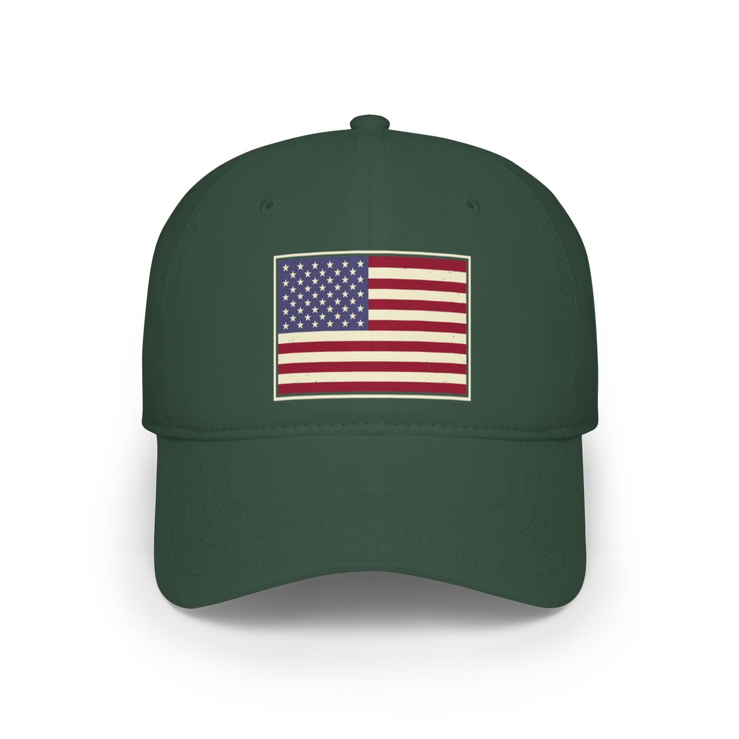 American Flag Low Profile Baseball Cap — Embroidered USA Stars & Stripes Hat