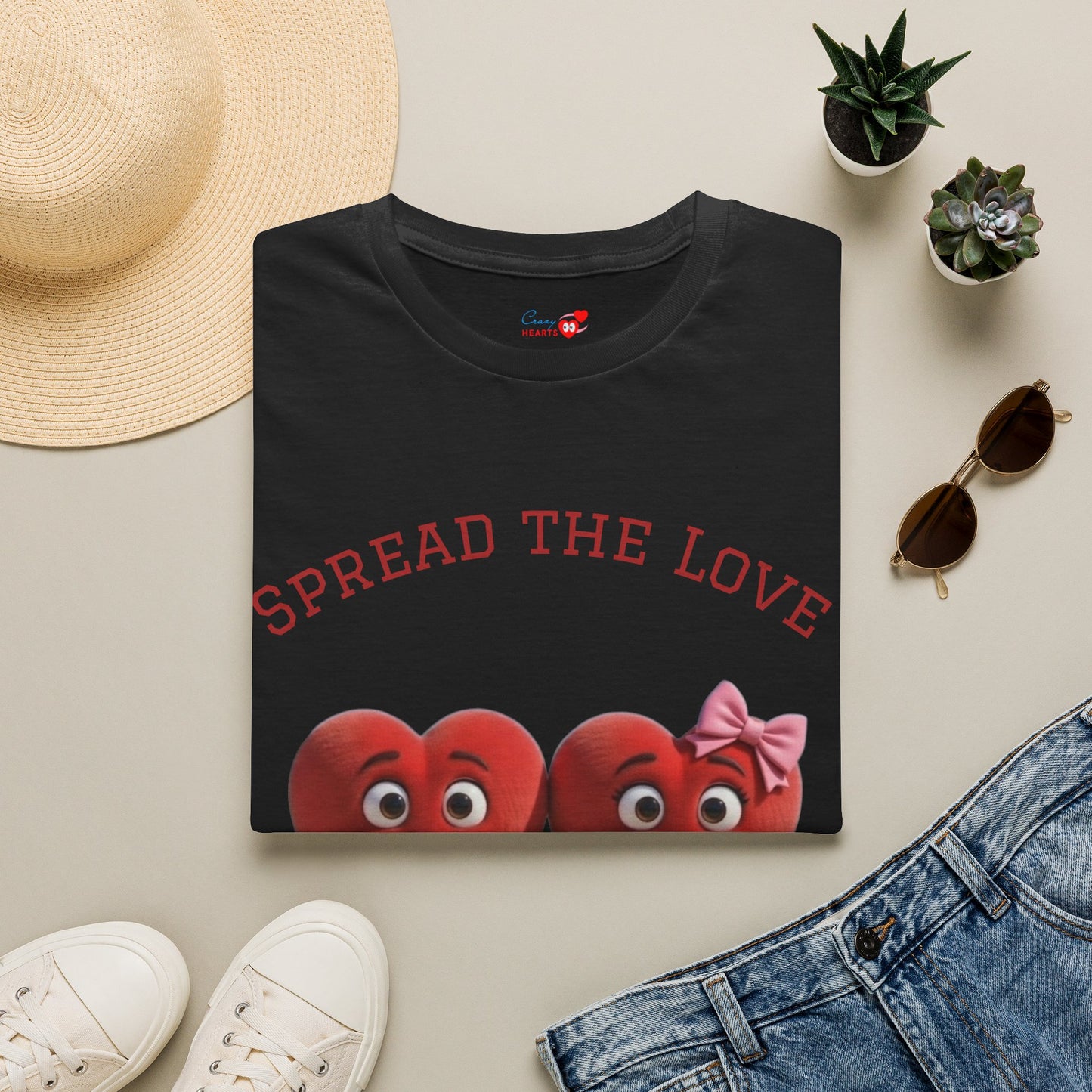 Spread The Love T-Shirt — Cute Heart Couple Graphic Tee for Valentine’s Day & Everyday