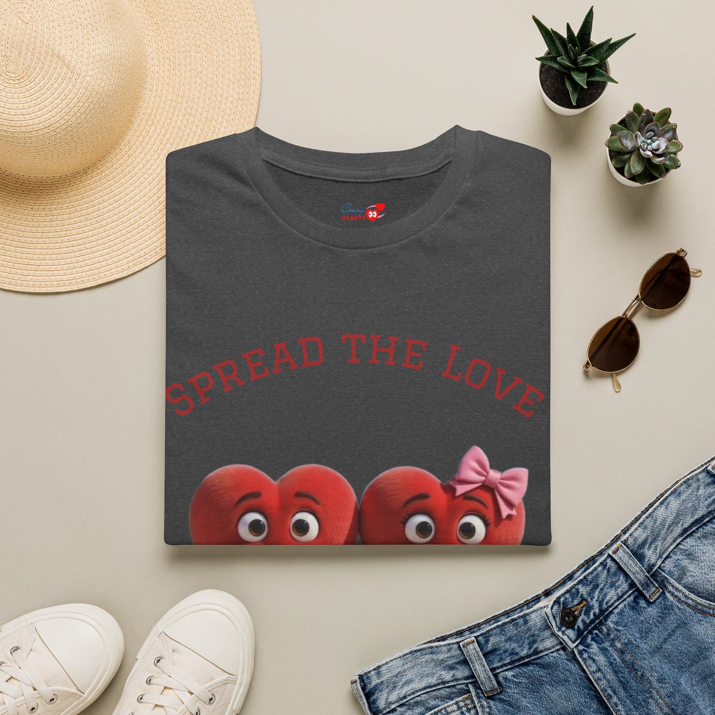 Spread The Love T-Shirt — Cute Heart Couple Graphic Tee for Valentine’s Day & Everyday