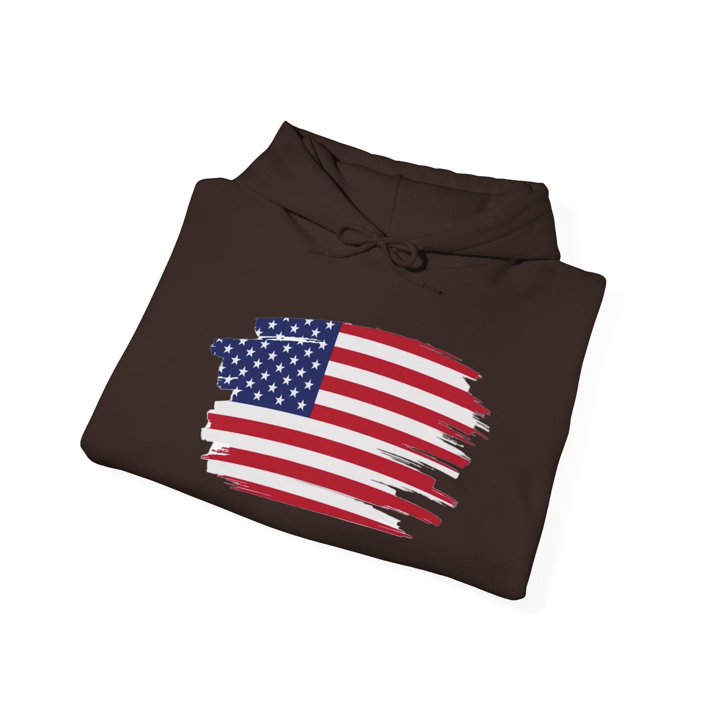 American Flag Brushstroke Hoodie — Patriotic USA Pullover (4th of July, Memorial Day)