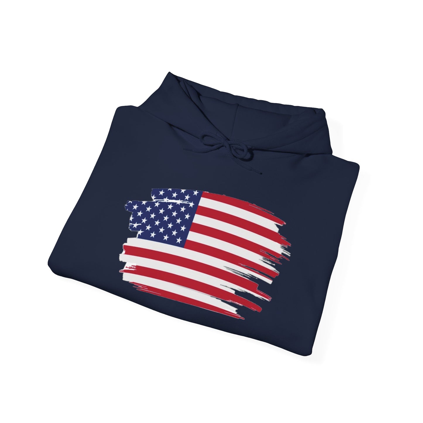 American Flag Brushstroke Hoodie — Patriotic USA Pullover (4th of July, Memorial Day)