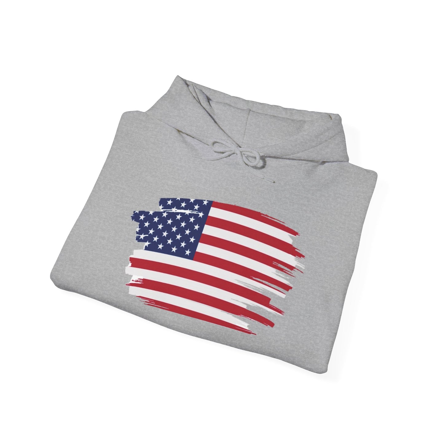 American Flag Brushstroke Hoodie — Patriotic USA Pullover (4th of July, Memorial Day)