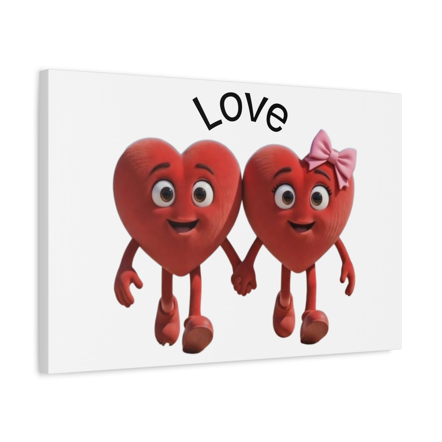 Canvas Wall Art - Cute Holding Hearts "Love" Illustration (Valentine's Day Gift)