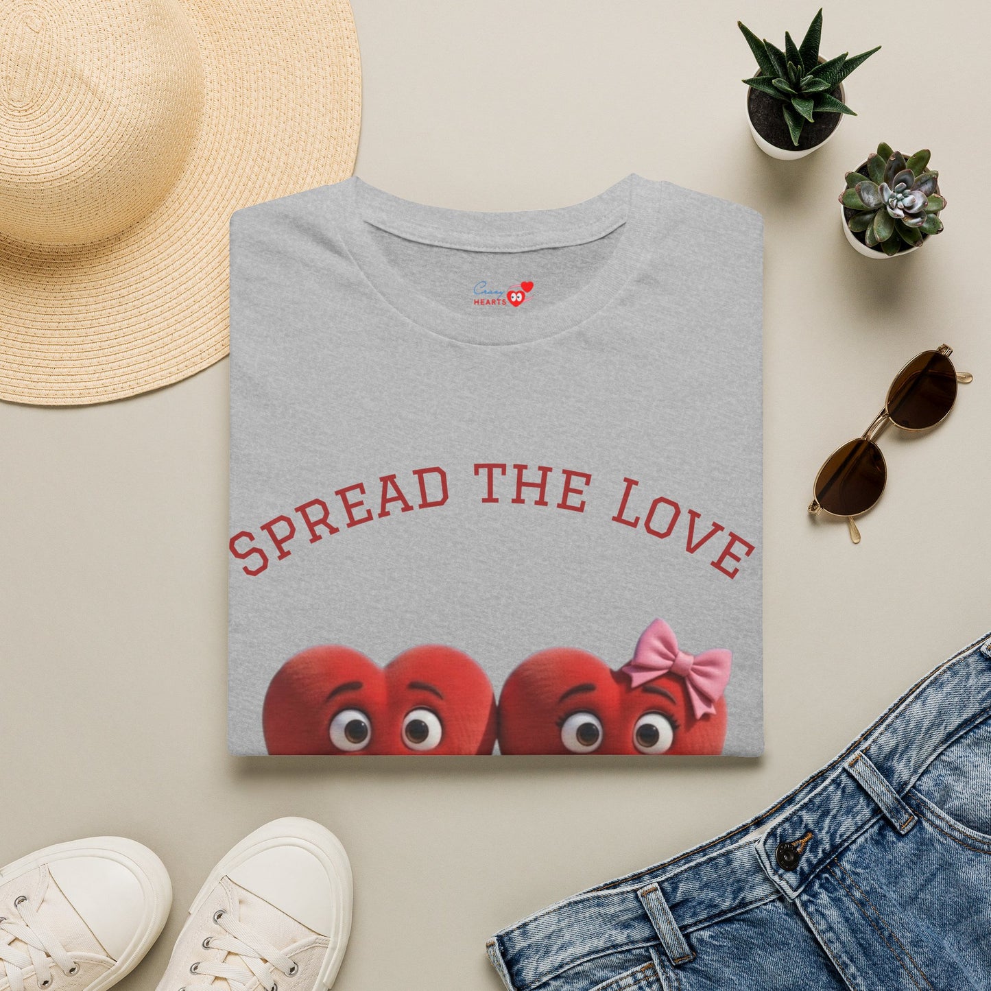 Spread The Love T-Shirt — Cute Heart Couple Graphic Tee for Valentine’s Day & Everyday
