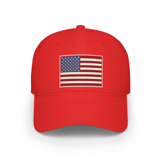 American Flag Low Profile Baseball Cap — Embroidered USA Stars & Stripes Hat
