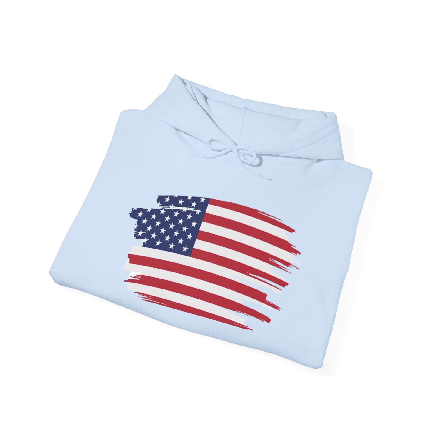 American Flag Brushstroke Hoodie — Patriotic USA Pullover (4th of July, Memorial Day)