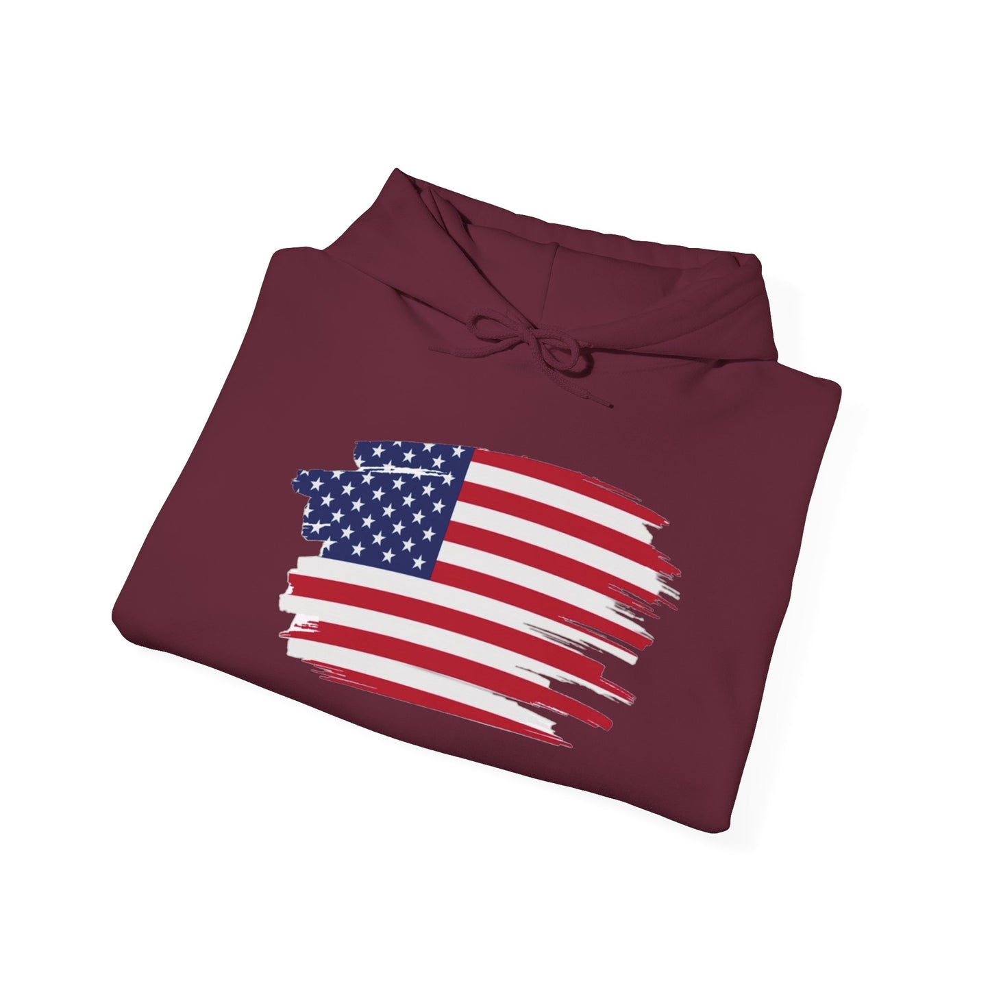 American Flag Brushstroke Hoodie — Patriotic USA Pullover (4th of July, Memorial Day)
