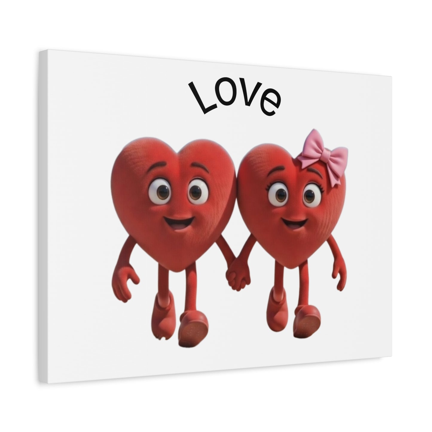 Canvas Wall Art - Cute Holding Hearts "Love" Illustration (Valentine's Day Gift)