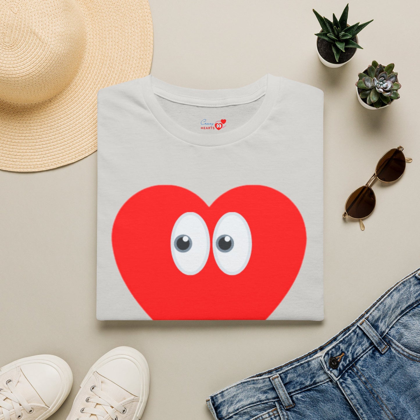 Heart Eyes T-Shirt — Cute Red Heart with Eyes Graphic Tee