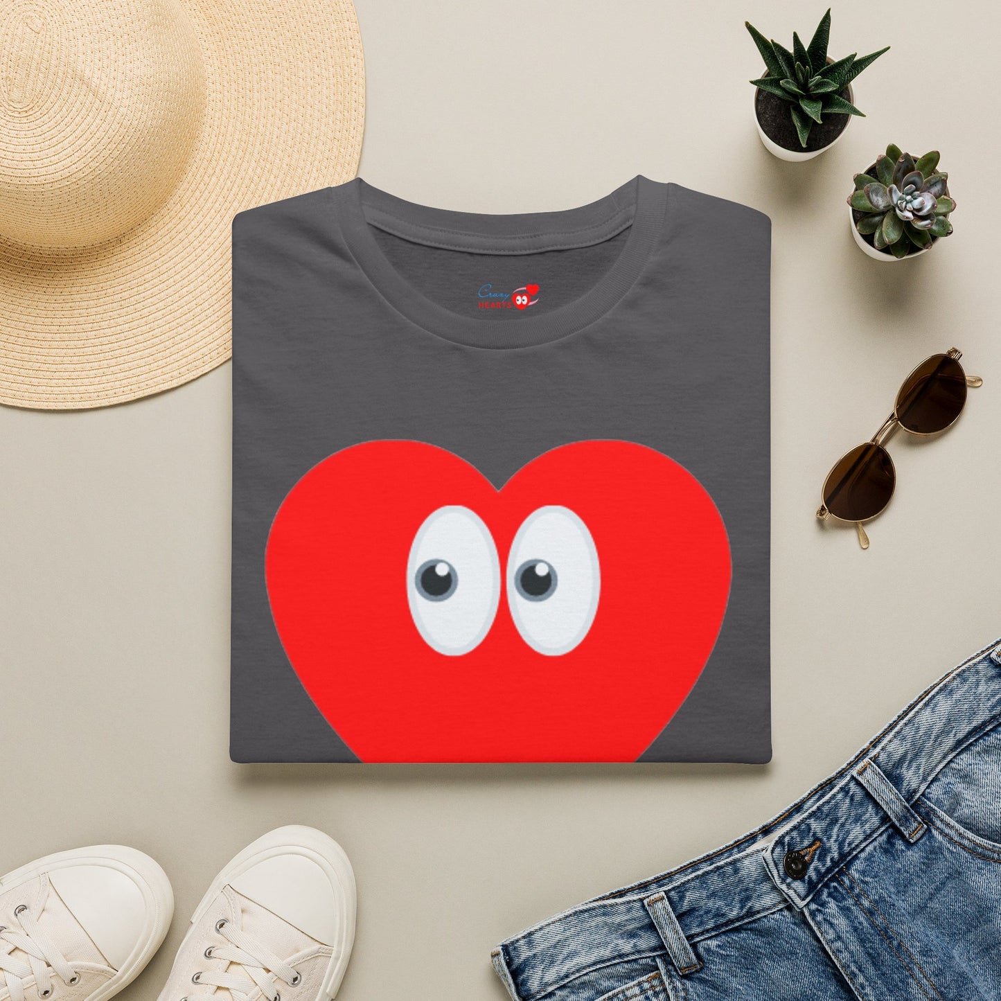 Heart Eyes T-Shirt — Cute Red Heart with Eyes Graphic Tee