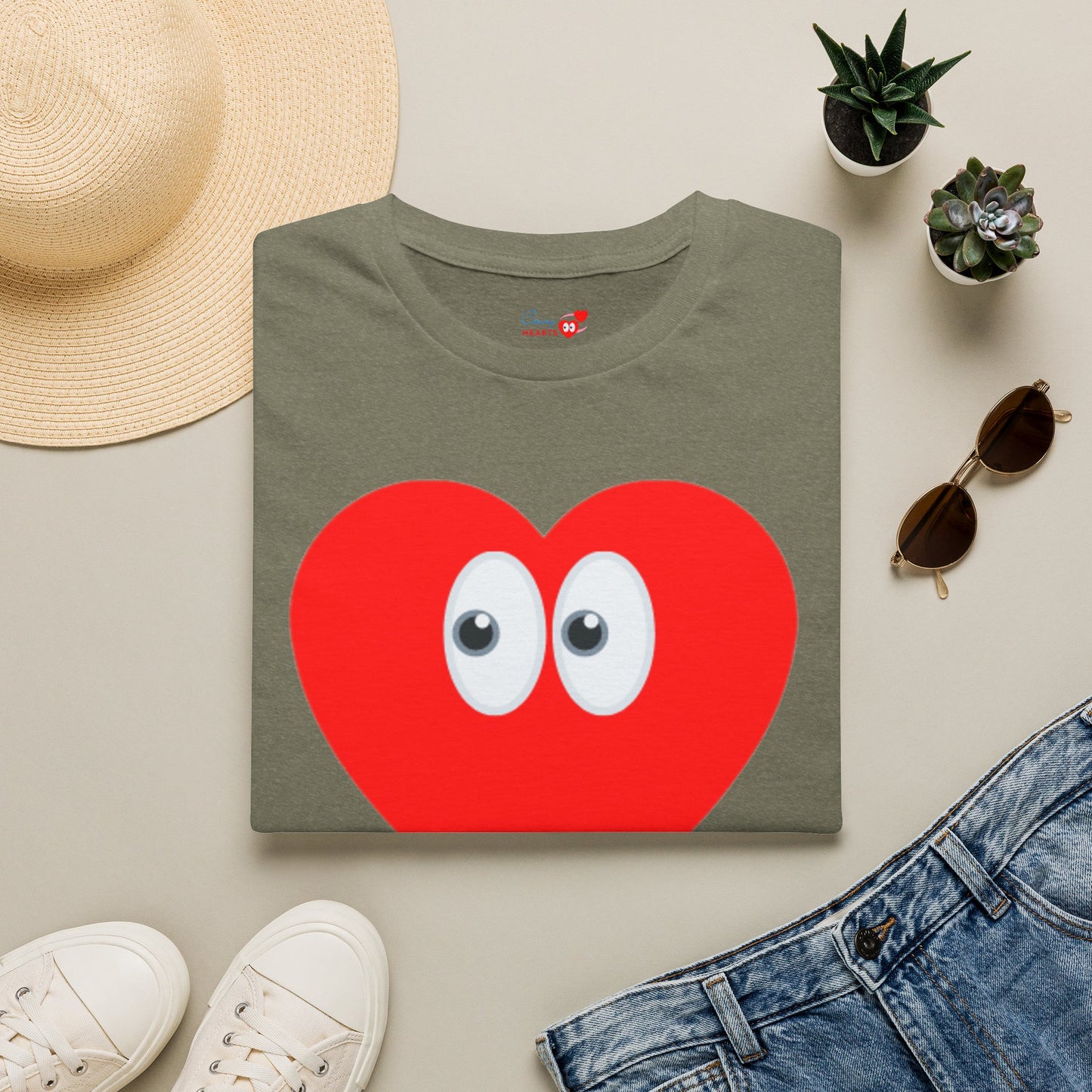 Heart Eyes T-Shirt — Cute Red Heart with Eyes Graphic Tee