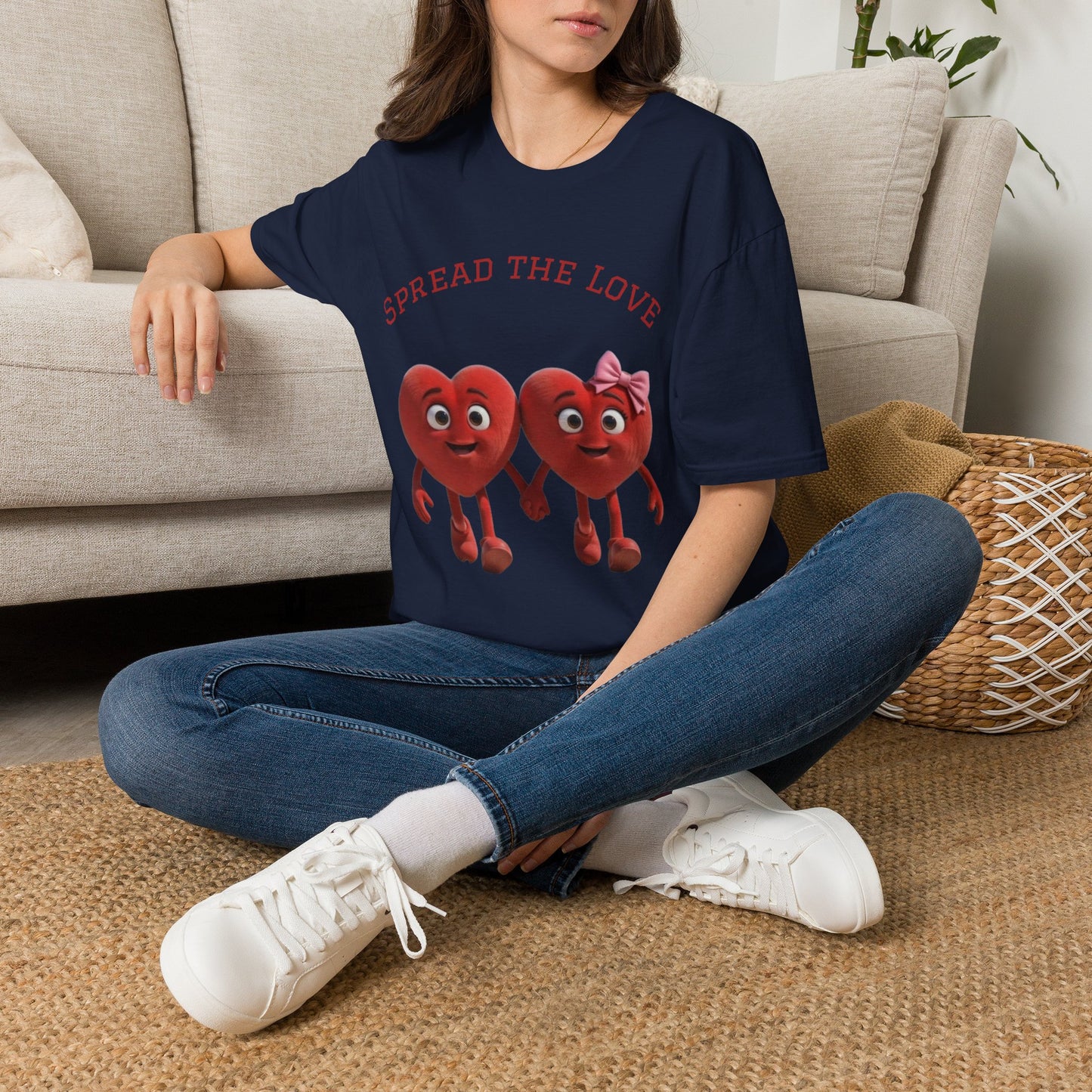 Spread The Love T-Shirt — Cute Heart Couple Graphic Tee for Valentine’s Day & Everyday