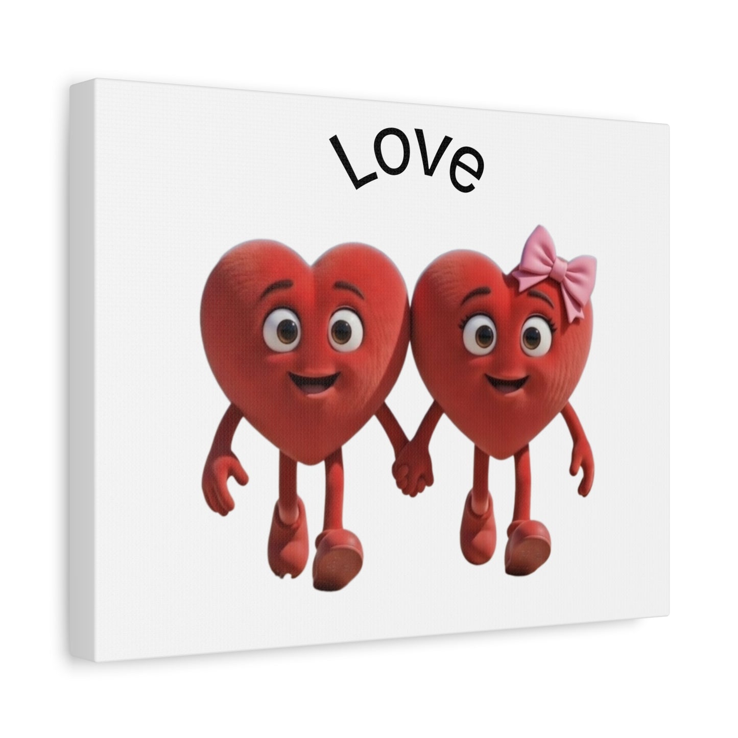 Canvas Wall Art - Cute Holding Hearts "Love" Illustration (Valentine's Day Gift)