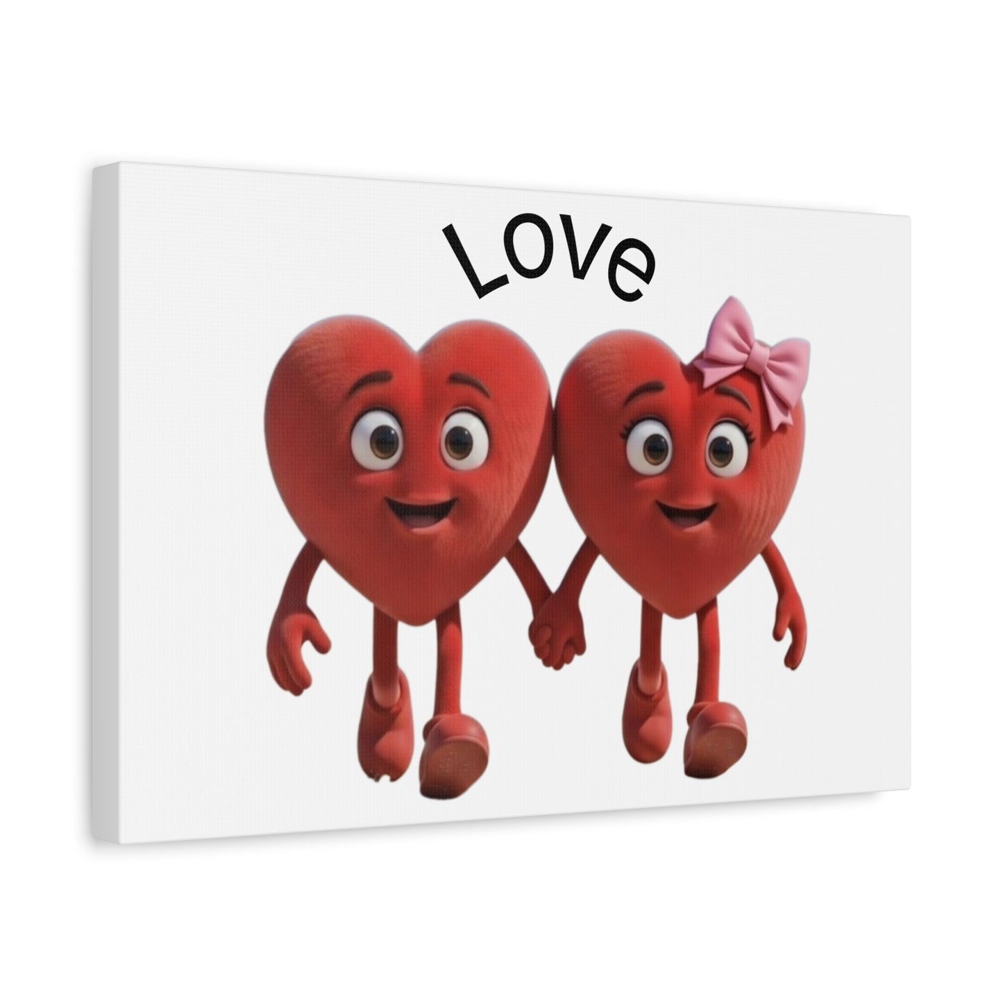 Canvas Wall Art - Cute Holding Hearts "Love" Illustration (Valentine's Day Gift)