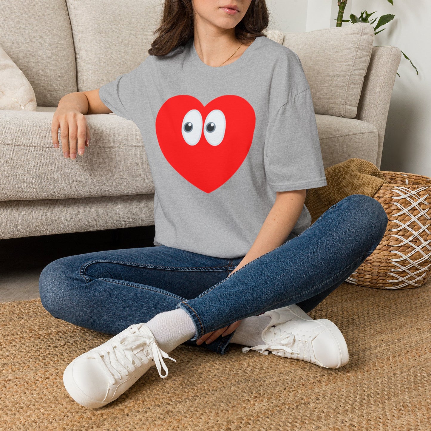 Heart Eyes T-Shirt — Cute Red Heart with Eyes Graphic Tee