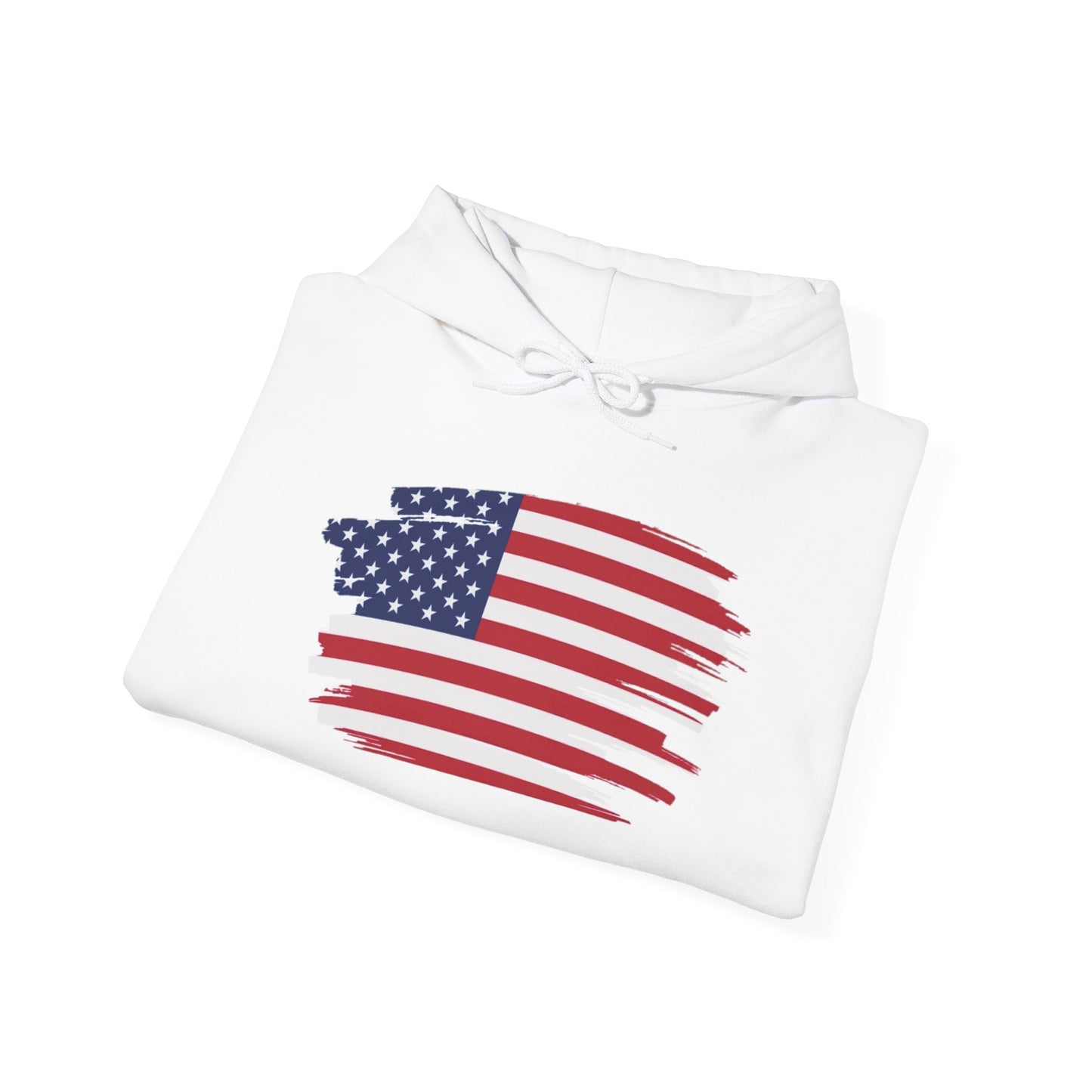 American Flag Brushstroke Hoodie — Patriotic USA Pullover (4th of July, Memorial Day)