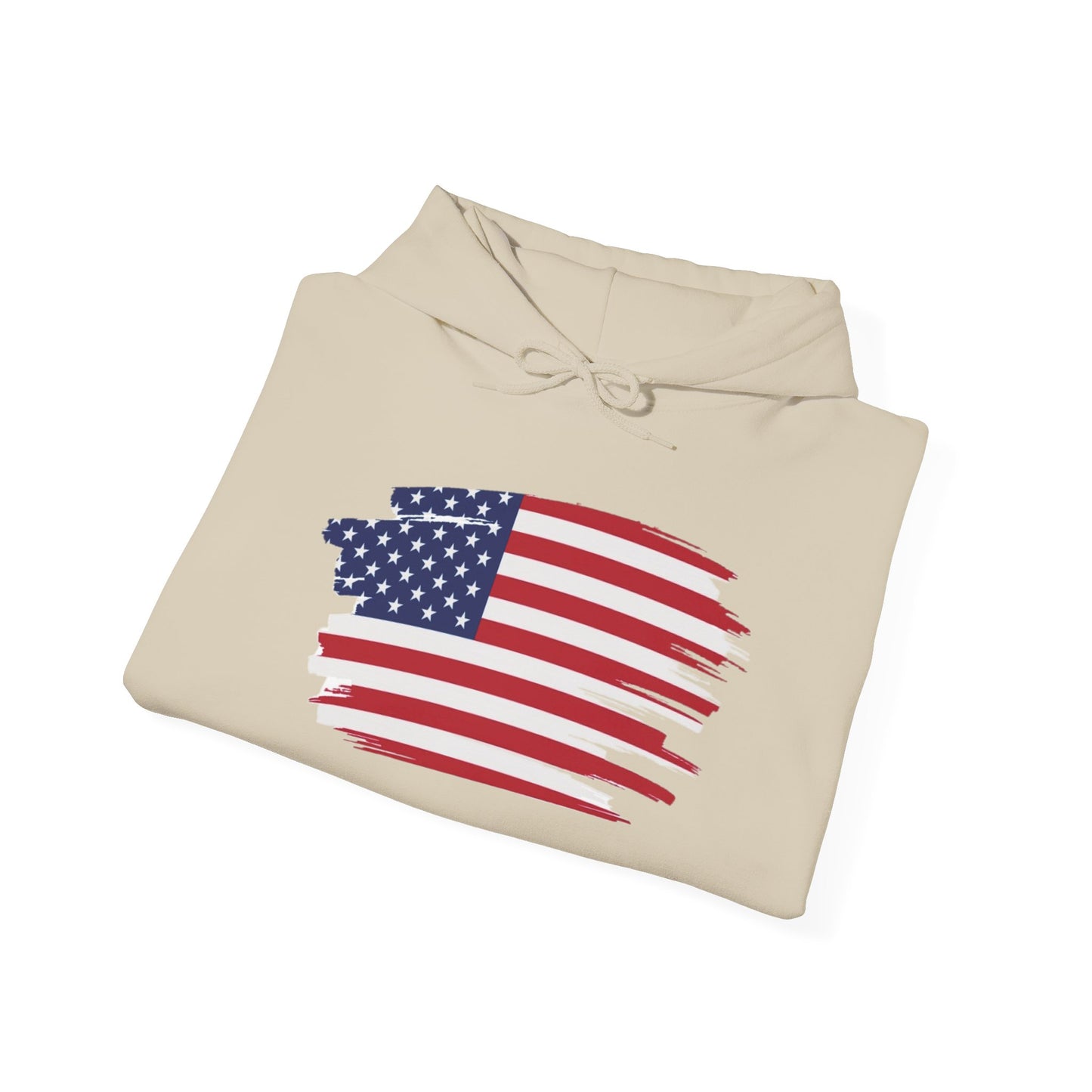 American Flag Brushstroke Hoodie — Patriotic USA Pullover (4th of July, Memorial Day)