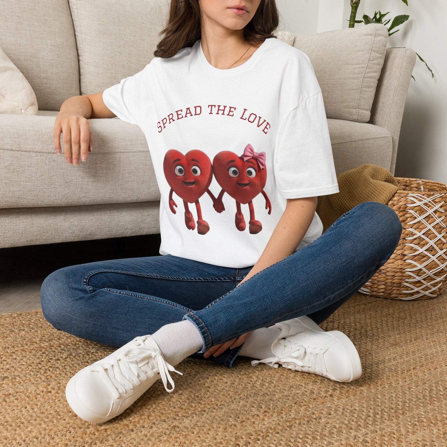 Spread The Love T-Shirt — Cute Heart Couple Graphic Tee for Valentine’s Day & Everyday