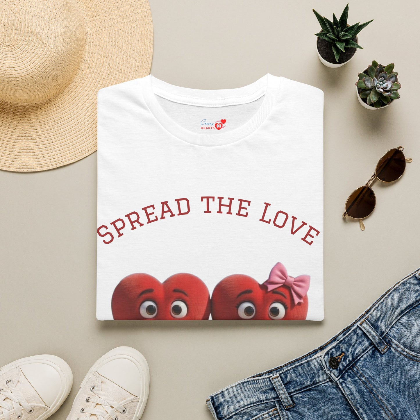 Spread The Love T-Shirt — Cute Heart Couple Graphic Tee for Valentine’s Day & Everyday