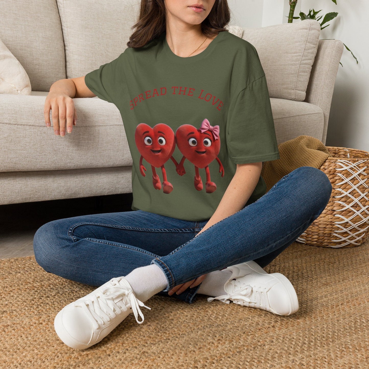 Spread The Love T-Shirt — Cute Heart Couple Graphic Tee for Valentine’s Day & Everyday