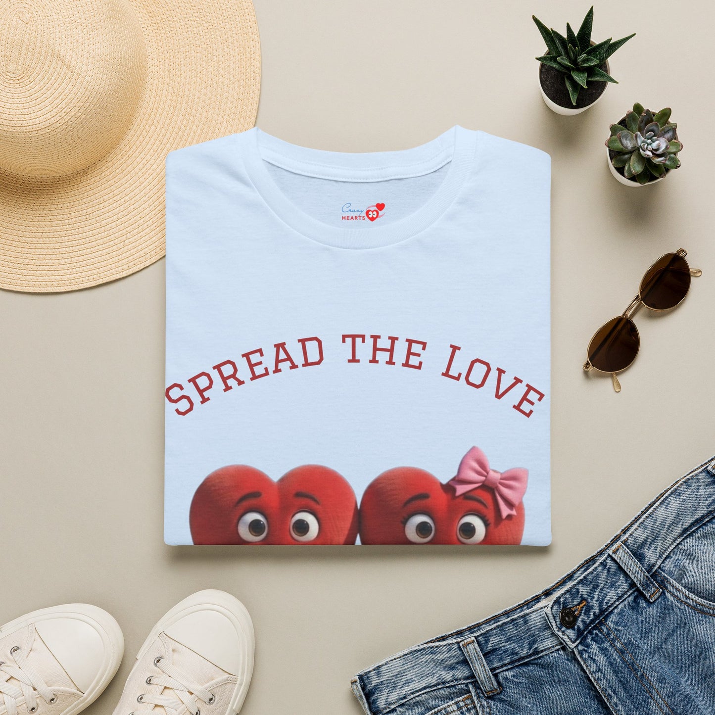 Spread The Love T-Shirt — Cute Heart Couple Graphic Tee for Valentine’s Day & Everyday