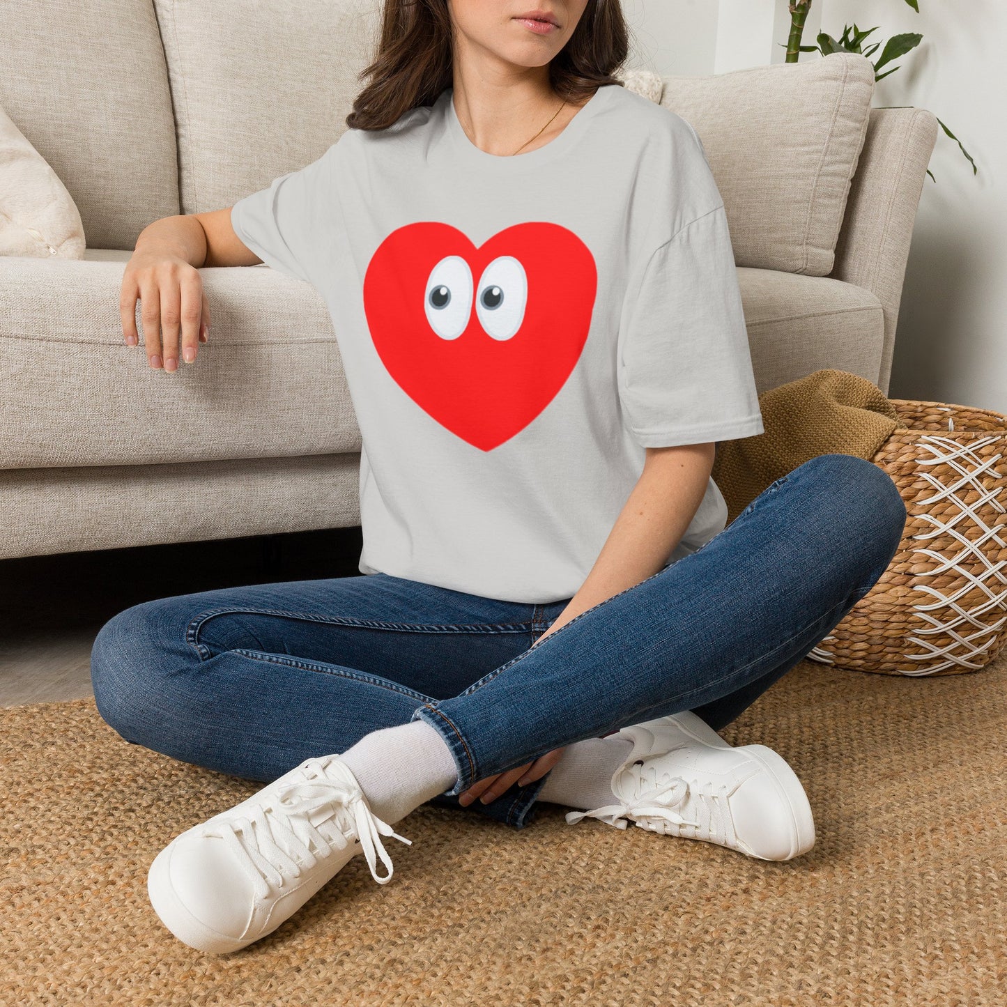 Heart Eyes T-Shirt — Cute Red Heart with Eyes Graphic Tee