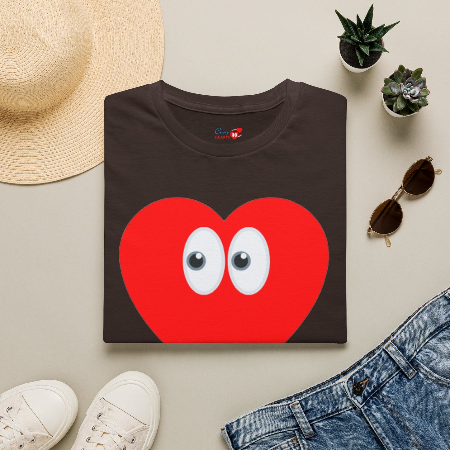 Heart Eyes T-Shirt — Cute Red Heart with Eyes Graphic Tee