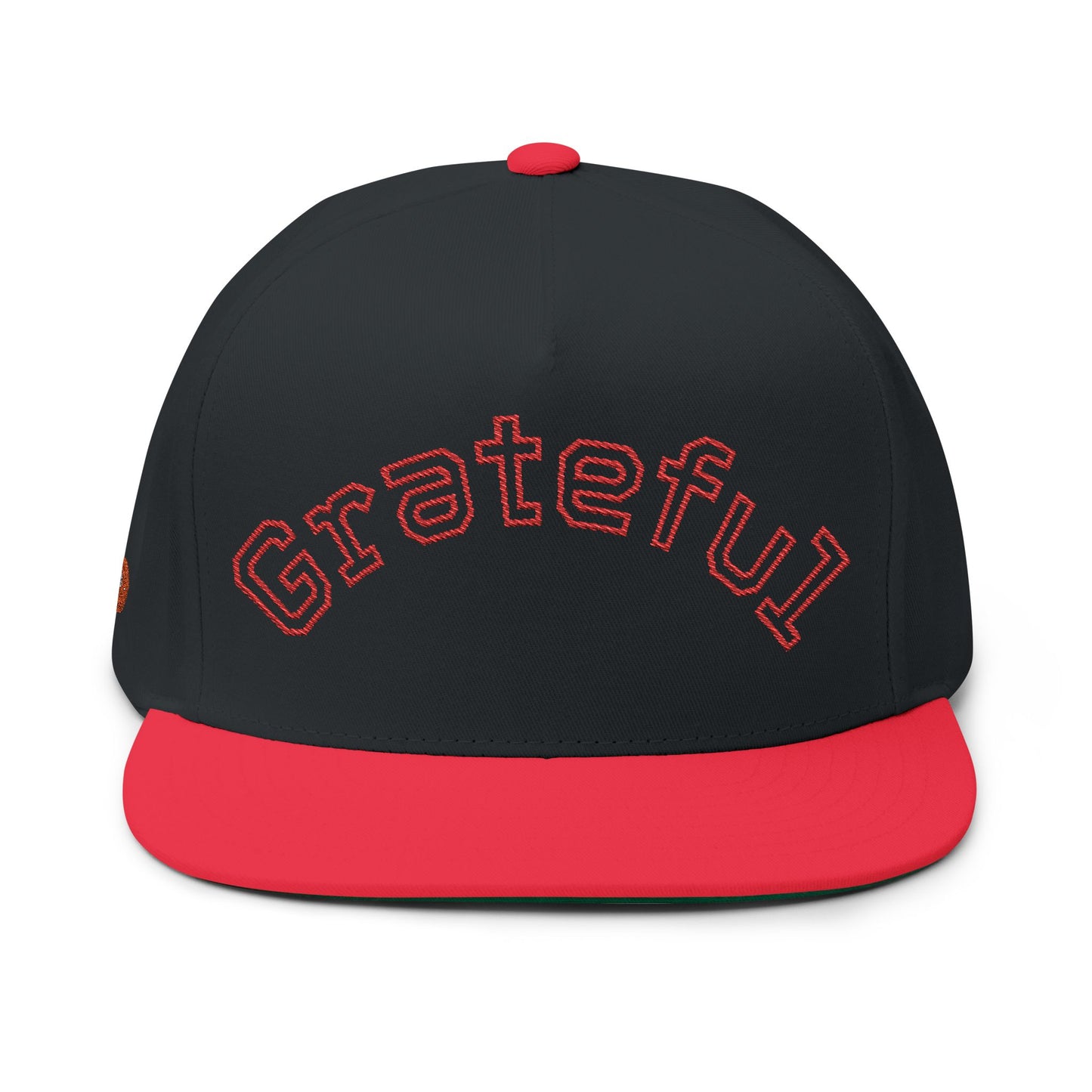 Grateful Embroidered Flat Bill Cap — Retro Script Snapback Hat