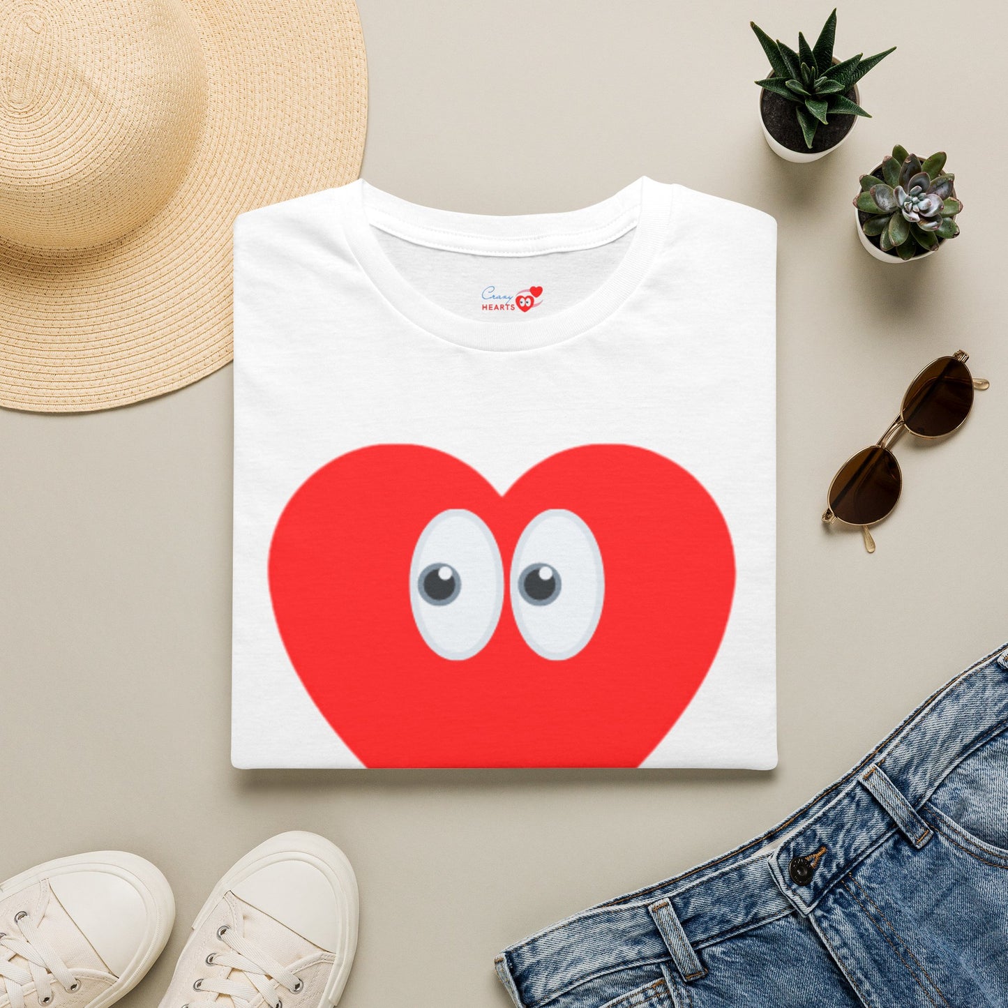 Heart Eyes T-Shirt — Cute Red Heart with Eyes Graphic Tee