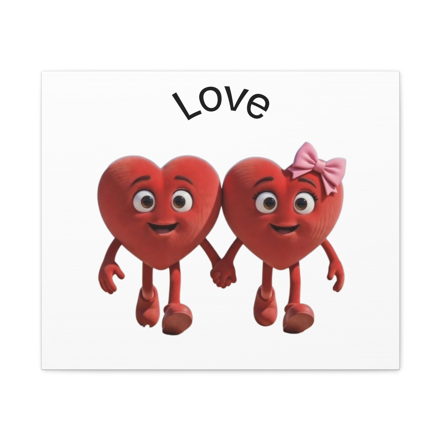 Canvas Wall Art - Cute Holding Hearts "Love" Illustration (Valentine's Day Gift)