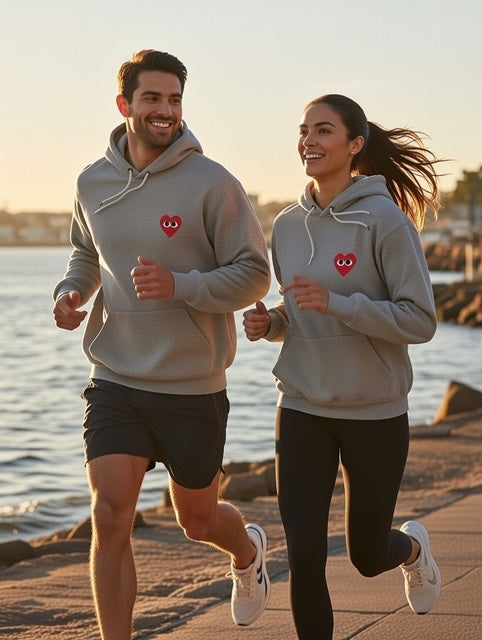 embroidered heart hoodie streetwear, crazy hearts embroidered hoodie front back, streetwear hoodie spread the love