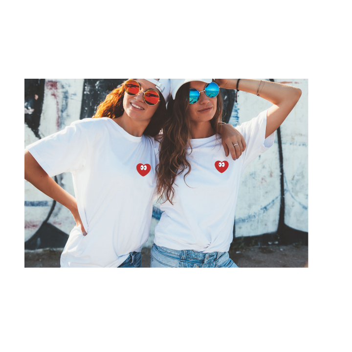 Embroidered Heart Eyes T-Shirt – Premium Cotton Tee